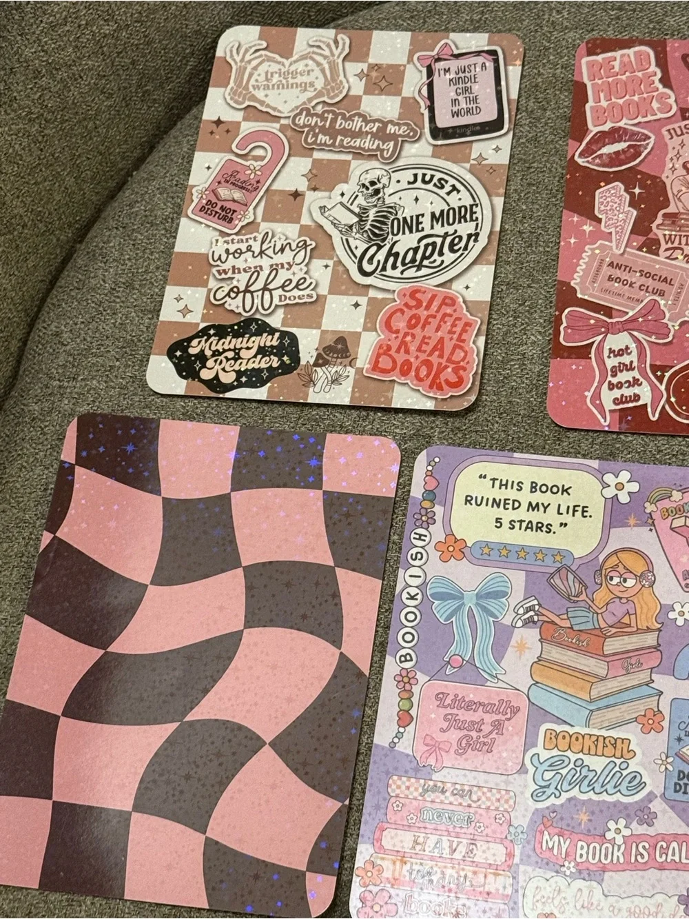 Cute Pink Bookish Girlie Cardstock Inserts for Kindle Paperwhite 11th-12th Gen